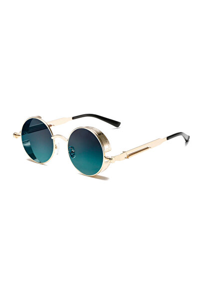 Choice1 as picture shows golden-grey green KAMMPT Round Punk Sunglasses Men F...