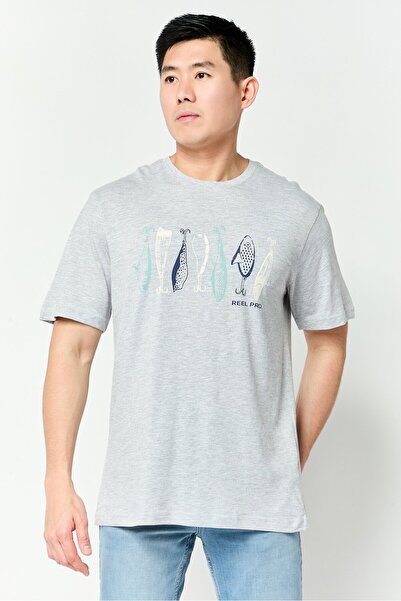 Mountain And Isles Men Crew Neck Short Sleeve Graphic Print T-Shirts, Grey