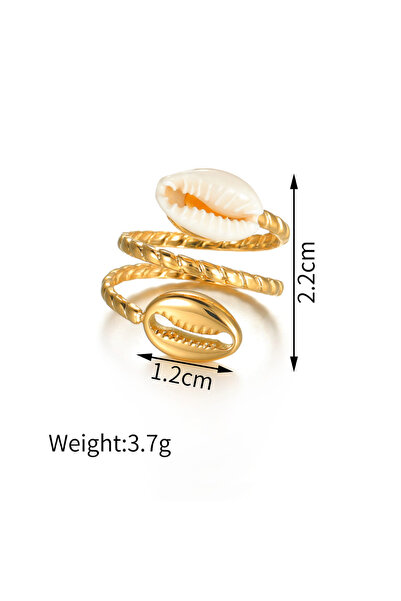 Choice خاتم نسائي من الفولاذ المقاوم للصدأ بتصميم صدفة نجم البحر قابل للتعديل...