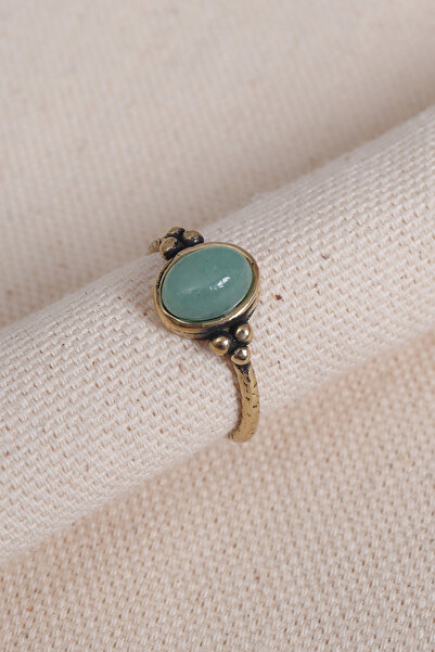Süspüs Accessories Adjustable Oval Authentic Ring with Aventurine Stone