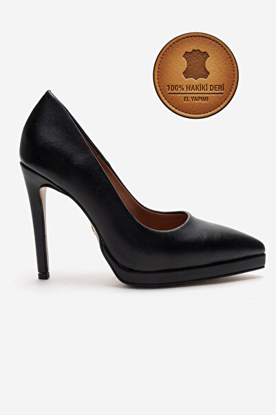 Ayakkabı Ateşi Pantofi cu toc cu platformă din piele naturală pentru femei, d...