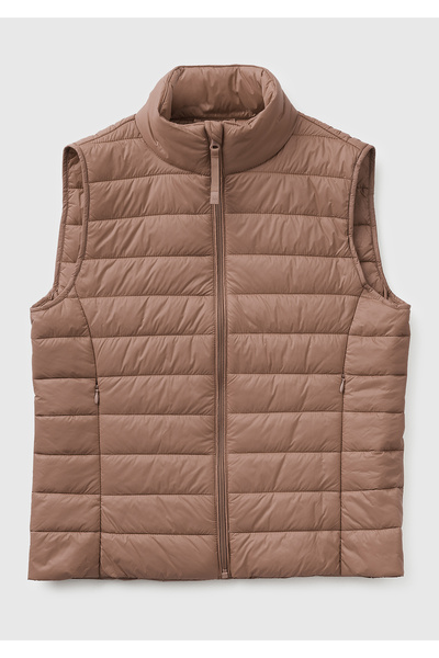 United Colors of Benetton Women's mink polyester filled zippered slim fit puf...