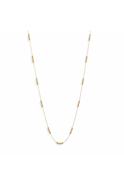 neslyaccessories 14K Işıltılı Topçuk Detaylı İnce Zincir Kolye-45 cm