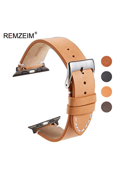 Choice5 38mm 40mm 41mm Beige-b Genuine Cow Leather Strap for Watch Series Ult...