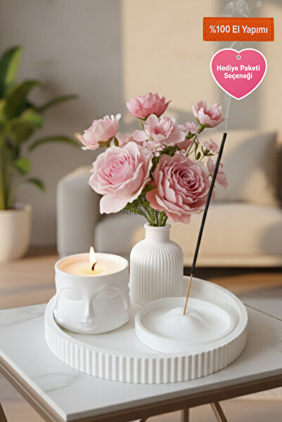 Arteliss Premium Dekoratif Tepsi Seti – Vazo, Şamdan, Mum ve Obje | Modern Mi...