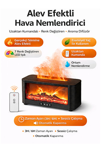 SONREİR Akıllı Nemlendirici Uzaktan Kumandalı 150ml Mini Şömine Aroma Difüzör...