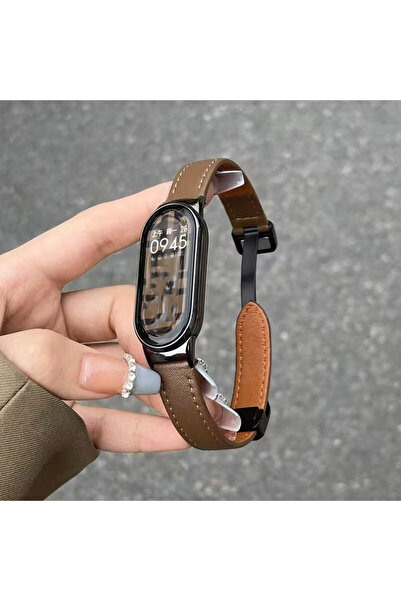 Choice1 سوار ساعة Mi Band 9 بلون القهوة، متوافق مع Smart Band 10 و9 و8 ، جلد ...