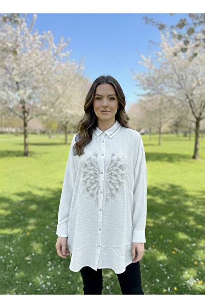 saloon collection Stone Detailed Viscose Shirt Tunic – Elegance and Comfort C...
