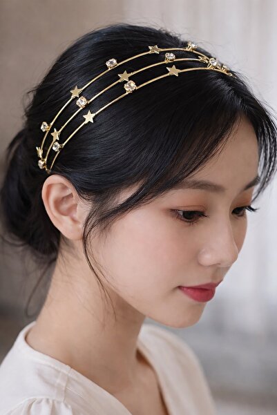 TAKIŞTIR Χρυσόχρωμη Μεταλλική Κορώνα με Φιγούρα Αστεριού και Λεπτομέρεια από ...