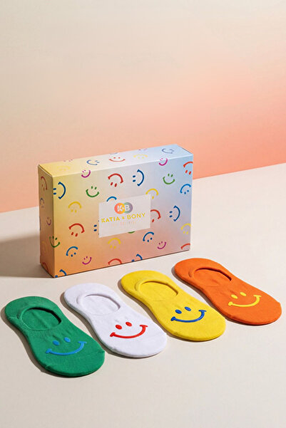 Katia&Bony Șosete invizibile pentru copii, cu imprimeu cu față zâmbitoare, în...