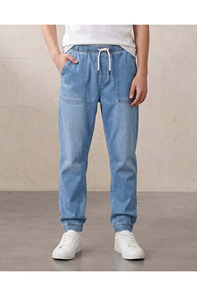 REDTAG Senior Boys Blue Jogger Denim Jeans
