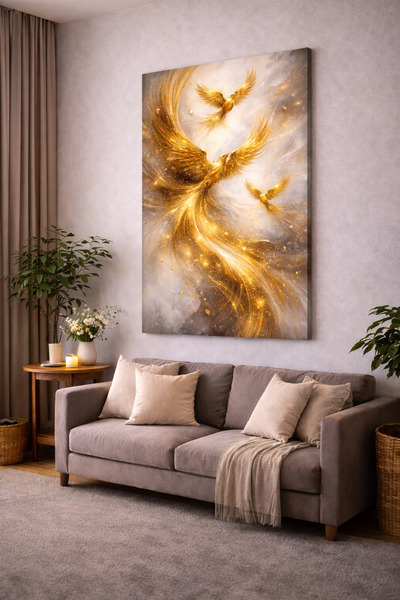 UNiQUE ART Altın Anka Kuşu Kanvas Tablo