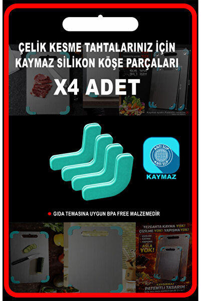 CGS Home Paslanmaz Çelik Kesme Tahtası Için Kaymaz Silikon Köşe Parçaları