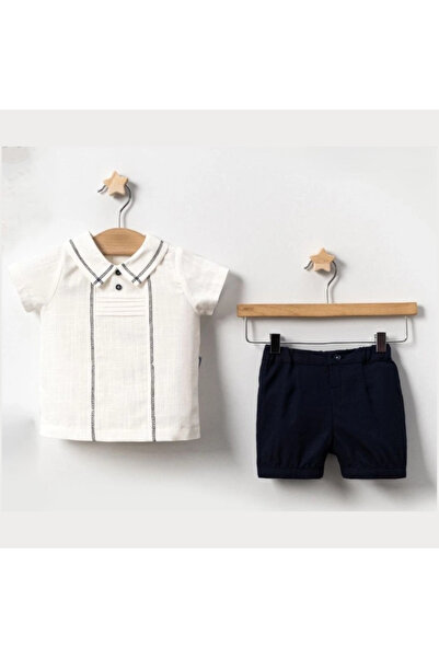 OEM Set de vară pentru băieți Nature – Cămașă albă și pantaloni bleumarin