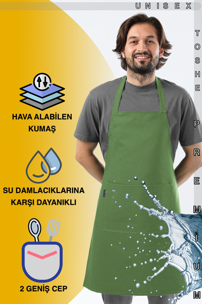 TOSHE Mutfak Önlüğü Suya Dayanıklı Mutfak Önlük Şef Önlüğü 2 Geniş Cepli Bari...