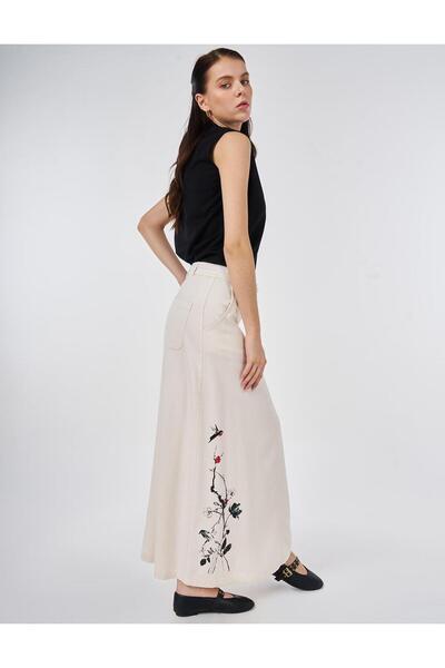 Kayra Kemer Detaylı Non Denim Etek 12023