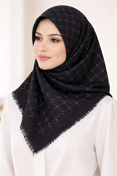 Sinem Emprime Koton Scarf - Black / White-6291-02