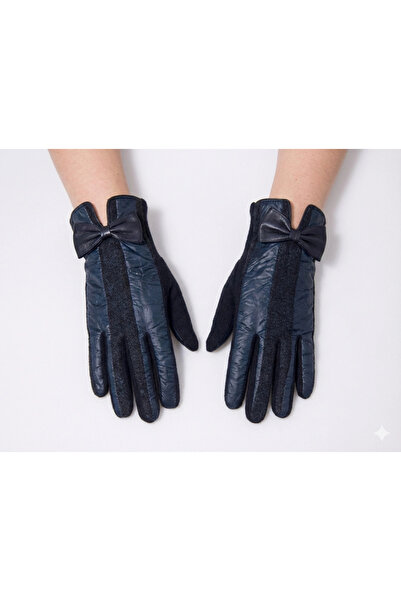 Bay Şapkacı - قفازات نسائية شتوية أنيقة مع تفاصيل فيونكة رائعة وبطانة من القط...