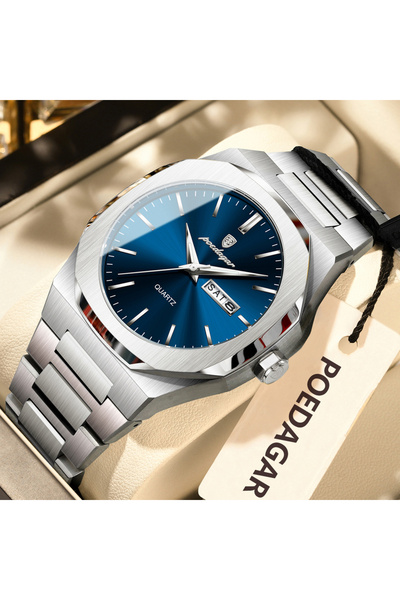 Choice1 825 Silver Blue Fashion Brand Male Watch Waterproof Luminous Stainles...