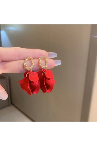 Choice5 red Colorful Petal Earrings for Women Retro Fashion Soldi Color Flowe...