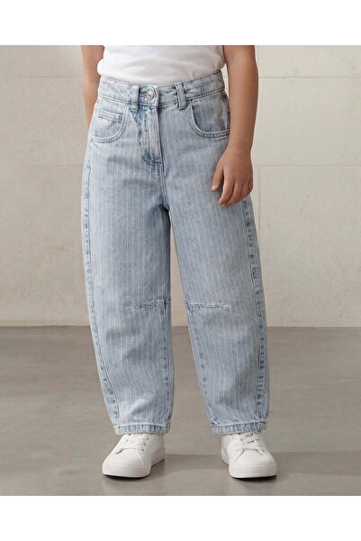 REDTAG Girls Mid Wash Striped Denim Jeans