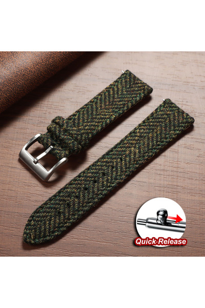 Choice23 silver buckle 20mm green Quick Release Weave Bracelet for for Vintag...