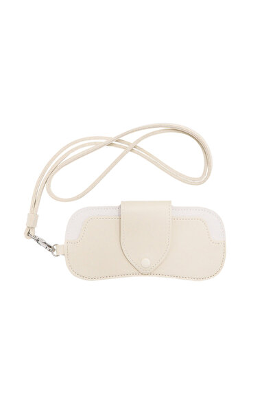 Choice1 Beige PU Leather Eyeglasses Case Portable Hanging Neck Sunglasses Sto...