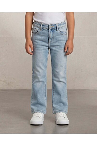 REDTAG Girls Light Wash Front Pocket Flared Denim Jeans