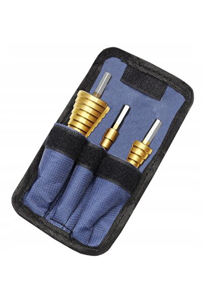 zola Conical drill bit set, 3 pieces, different sizes, titanium-coated HSS steel