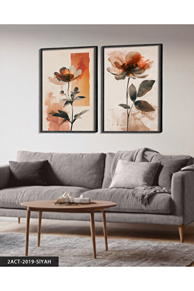 Evinemoda Цветя 2-компонентна картина с дървена рамка ACT