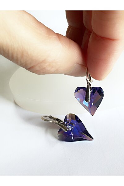 atellier47 Cercei din argint 925 cu cristal Swarovski mov tanzanite-aurore boreale