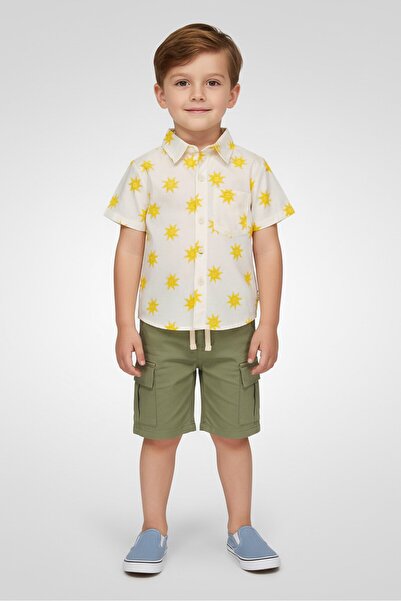 Freestyle طقم ملابس للأولاد الصغار مكون من قطعتين، قميص وشورت بطبعة كاملة، مت...