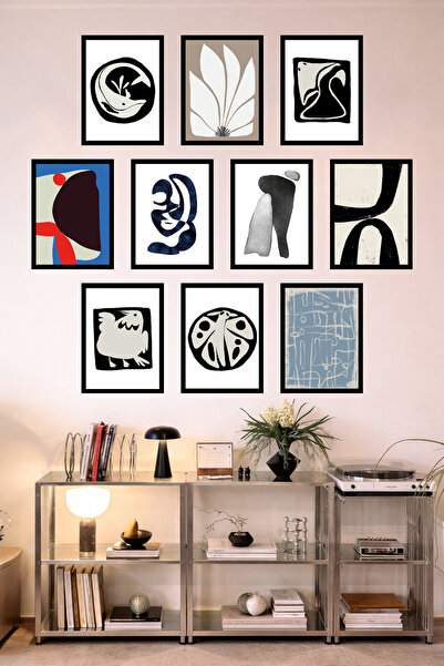 UNT 10-Piece Frame-Looking Minimalist, Japanese, Abstract, Botanical Painting...