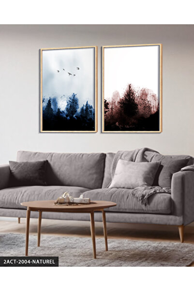 Evinemoda Păsări de pădure 2 piese Tablou înrămat în lemn ACT