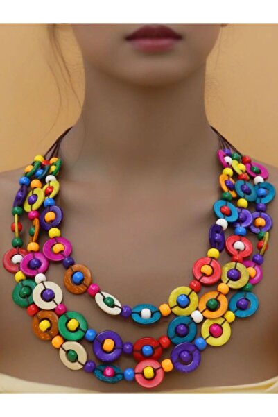 Choice 1 1pc Bohemian ethnic style colorful conut shell necklace