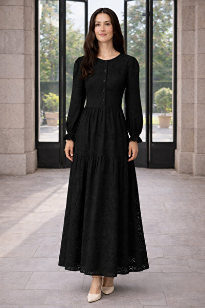 benguen Fisto Button Detailed Dress A1431 Black