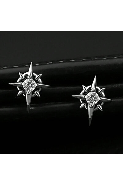 Choice1 white Black Metal Star Earring Stud For Men Women Hip Hop Style Antiq...