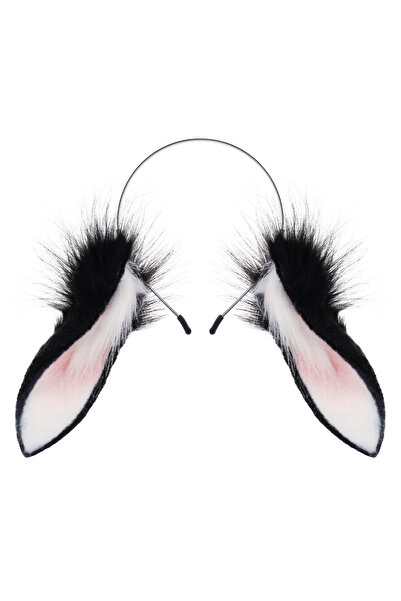 choice2 Blackwhite Animal Rabbit Ears Headband Faux Fur Bunny Headwear Plush ...