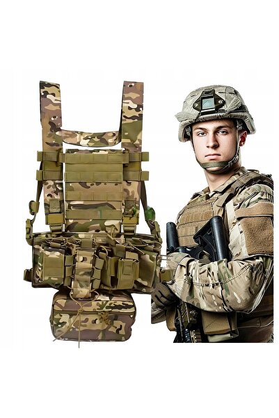 zola Vesta tactica airsoft, reglabila, cu borseta, nylon, model army, verde