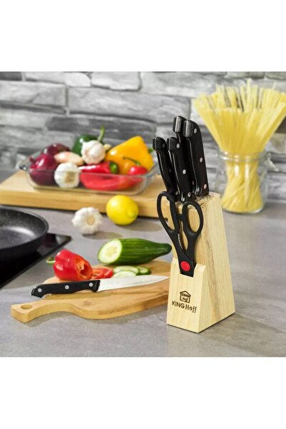 Kinghoff Stainless steel knife set, 7 pieces, wooden stand,