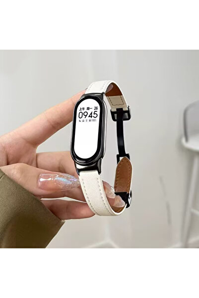 Choice3 سوار ساعة أبيض لساعة Mi Band 10، متوافق مع Smart Band 10 و9 و8 ، جلد ...
