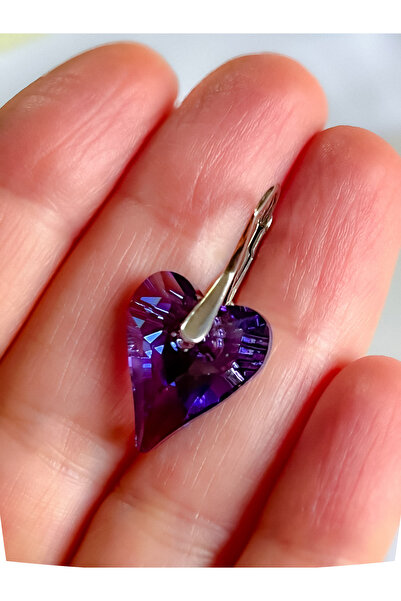 atellier47 Cercei din argint 925 cu cristal Swarovski mov tanzanite-aurore boreale