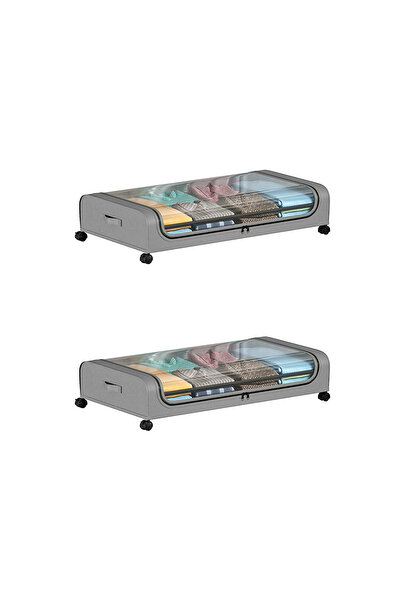 Sumkyle Under Bed Storage with Wheels, 2Pack Under Bed Storage Containers, Un...