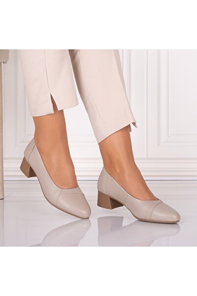 Signo Women's Beige Heeled Shoes Made of Genuine Leather Rimela, 36