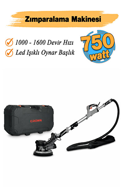 Crown Duvar Alçıpan Zımparalama Makinası 750 W 215 mm CT13608L Uzun Kollu Dön...