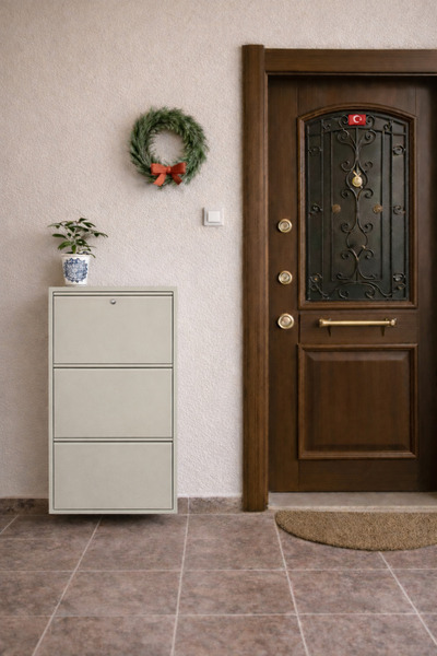 Starmet Kilitli Metal Ayakkabılık Bej-3'lü