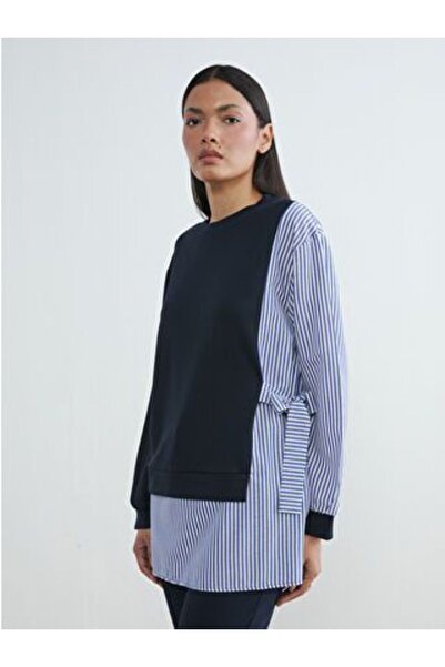 LC Waikiki Women's Striped Sweatshirt Tunic with Bow