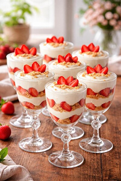 cashen Yüzüklü Amore 6’lı Magnolia Bardağı – Kristal Ayaklı Tatlı & Pasta Sun...