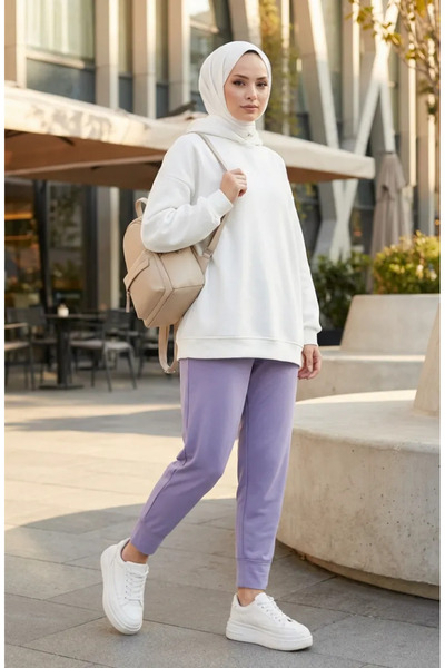 sefamerve Панталони с ластична талия 71125-01 Лилаво