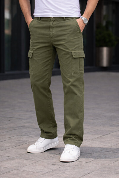 comstar Erkek Trend Bol Paça Günlük Kargo Haki Baggy Pantolon